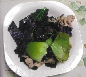 冬レシピ：　ほうれん草の野菜炒め